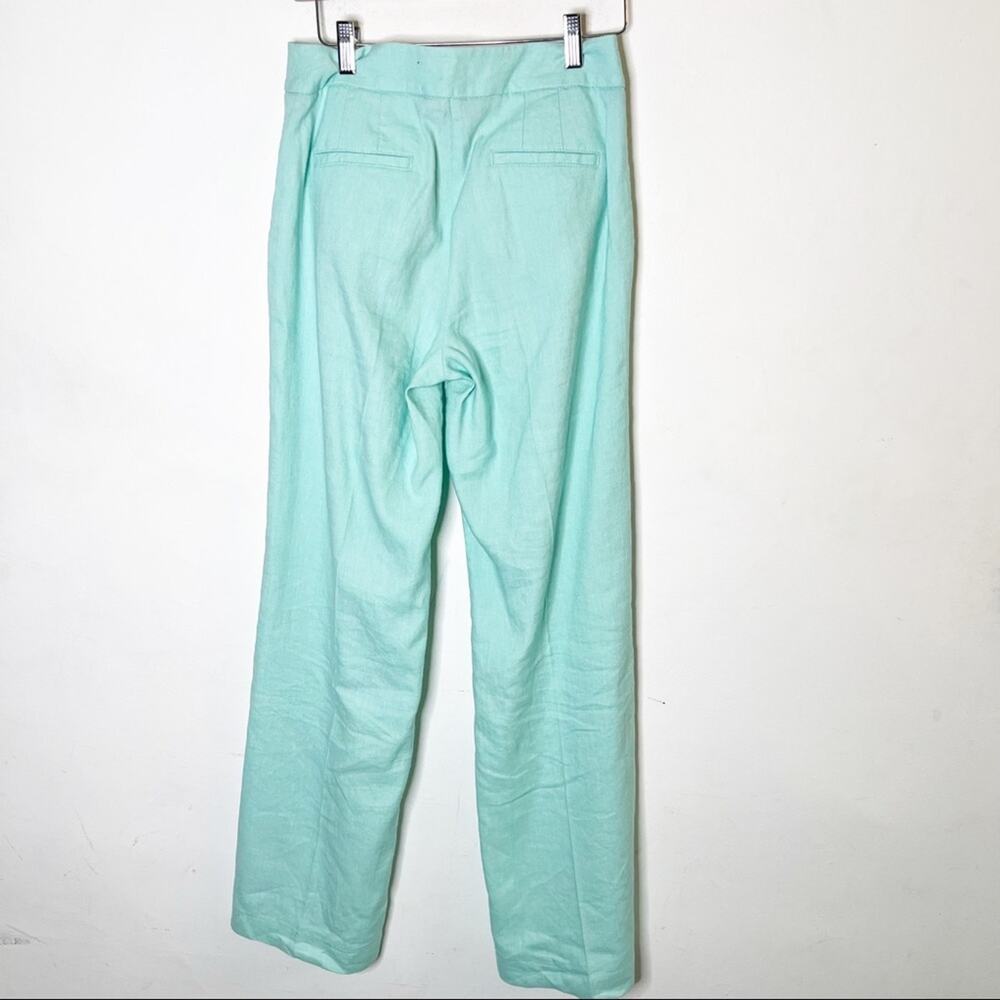 Boden Linen Teal Long Wide Leg Pants SZ 4R - Picture 5 of 8